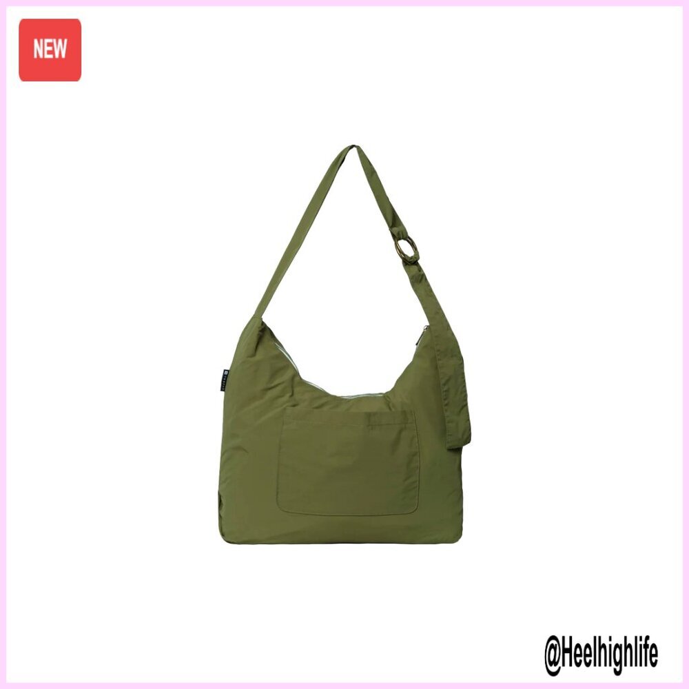Slouchy Crescent Shoulder Bag Foldable Travel Tote with Pockets